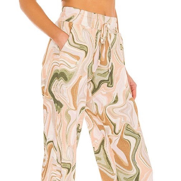 BEACH RIOT Ribbed Knit Hailey Cropped Lounge Pants Marble Swirl Print XS NWT - Picture 5 of 10